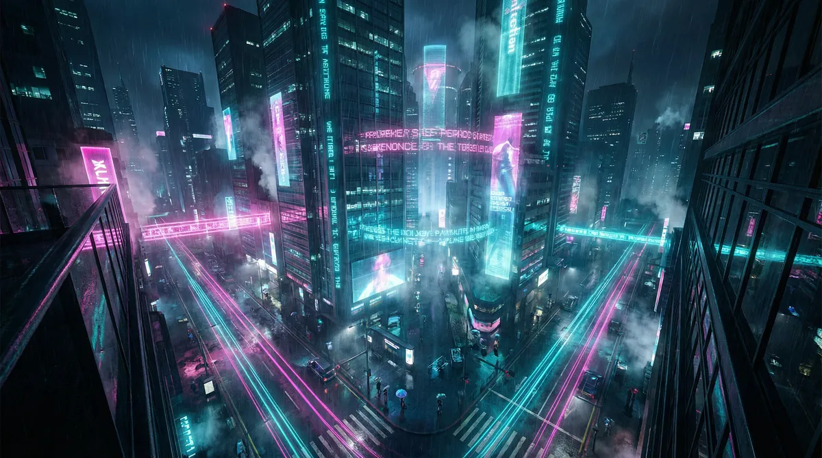 EPIC客服 竖屏短剧平台首页背景 - 赛博朋克都市夜景